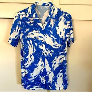 Vintage/Retro Blue and White Short-sleeved Shirt